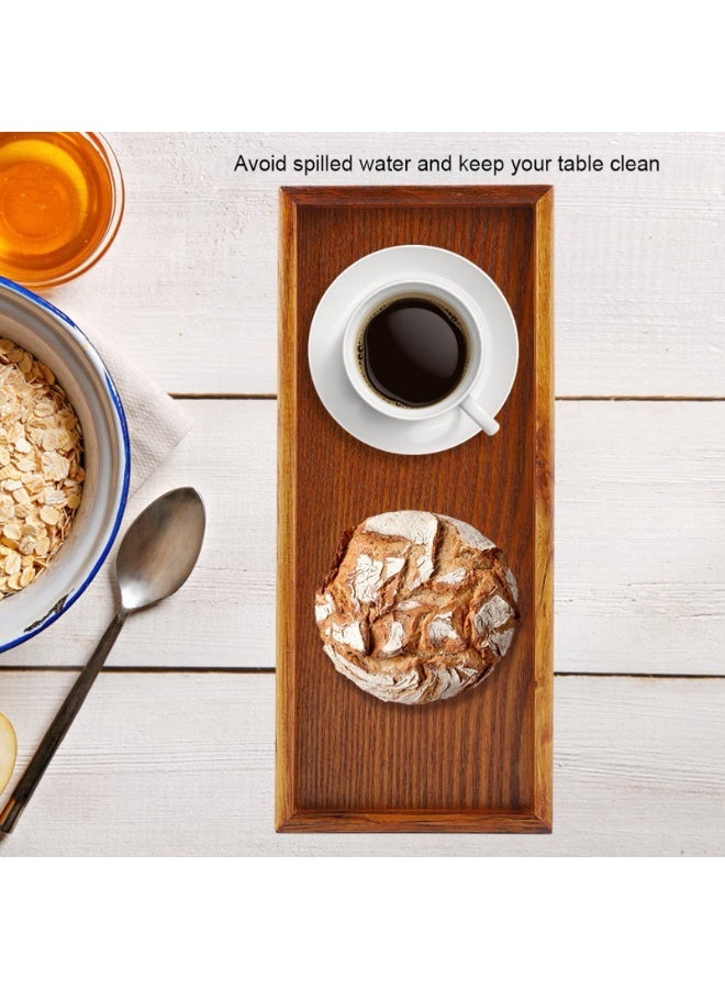 دوغي صينية تقديم قهوة، صينية خشبية، صينية شاي خشبية مستطيلة، طبق فواكه ووجبات خفيفة وحلويات، صينية طاولة قهوة، منظم لسطح الطاولة لمطبخك وديكور المنزل - Image 5